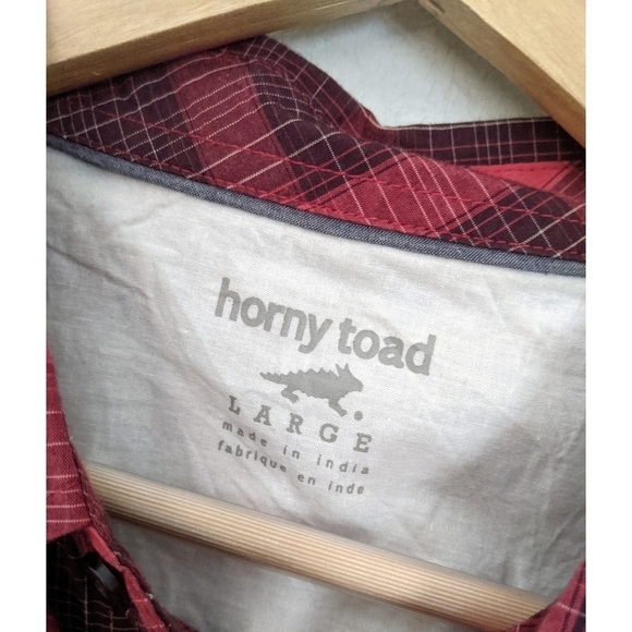 Horny Toad Red Plaid Long Sleeve Button Up Large - Picture 3 of 7